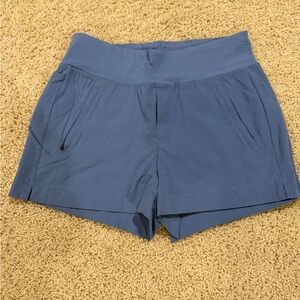 Athleta Slate Blue Athletic Shorts with Zip Pocket